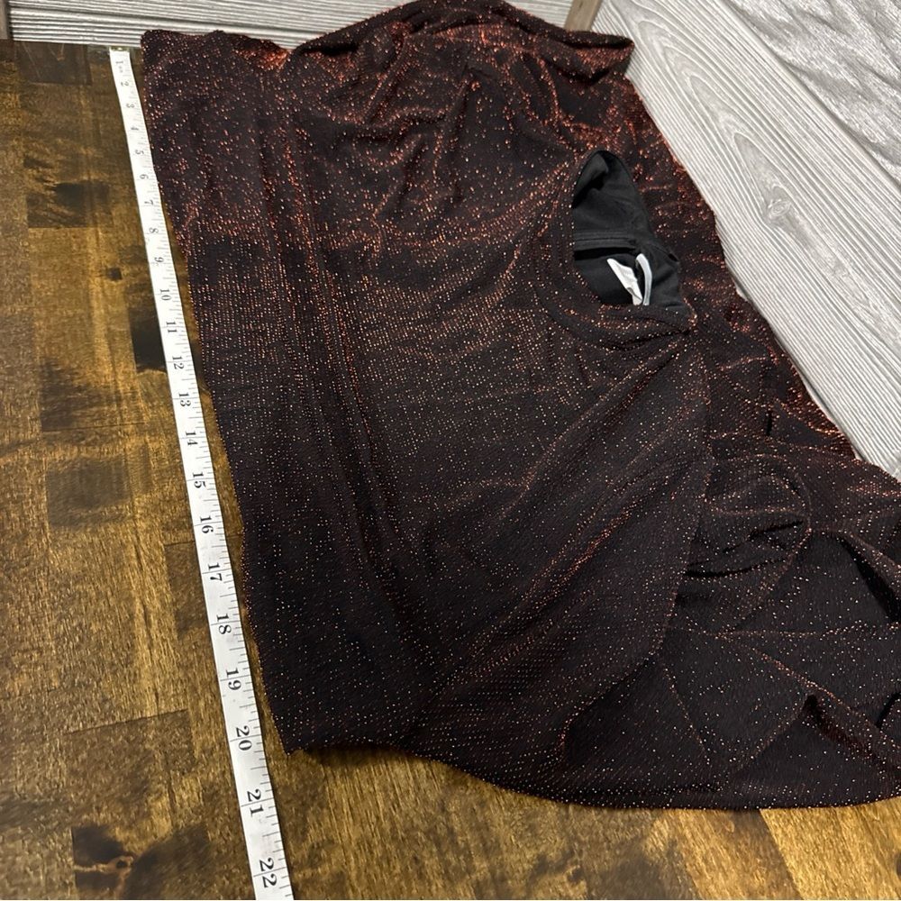 H&M Metallic Shimmer Overlay Dress XL Lined Long Wimsigoth Dark Romantic Party - Picture 4 of 8